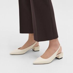 Theory Leather Slingback Pump in Ivory